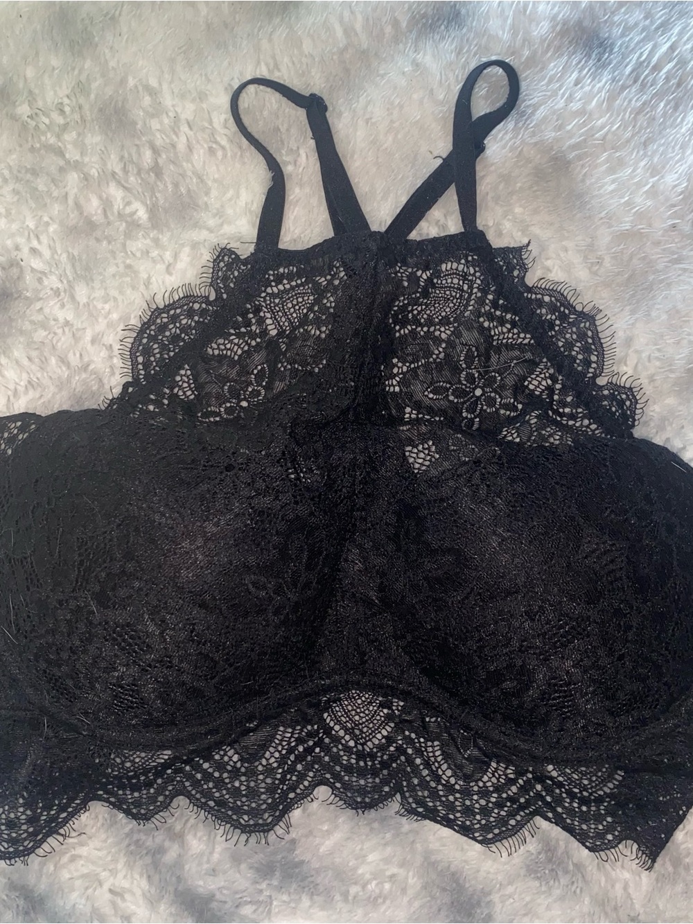 Victoria's Secret PINK Black Lace High-Neck Bralette